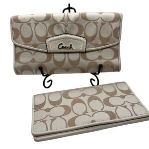 Coach Signature Wallet & Matching Checkbook Holder
